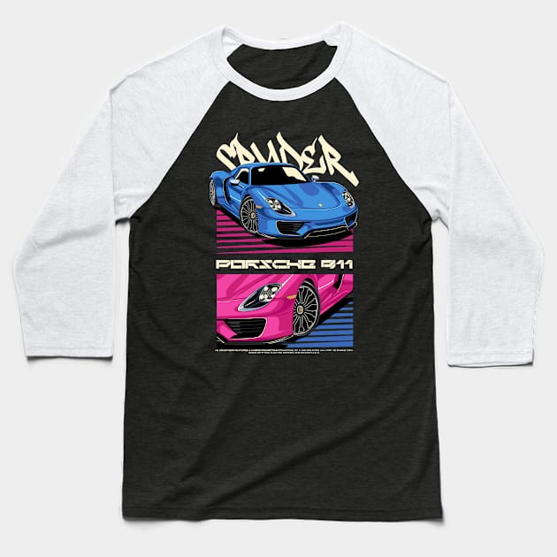 918 Porsche Spyder Racing Baseball T-Shirt by Harrisaputra